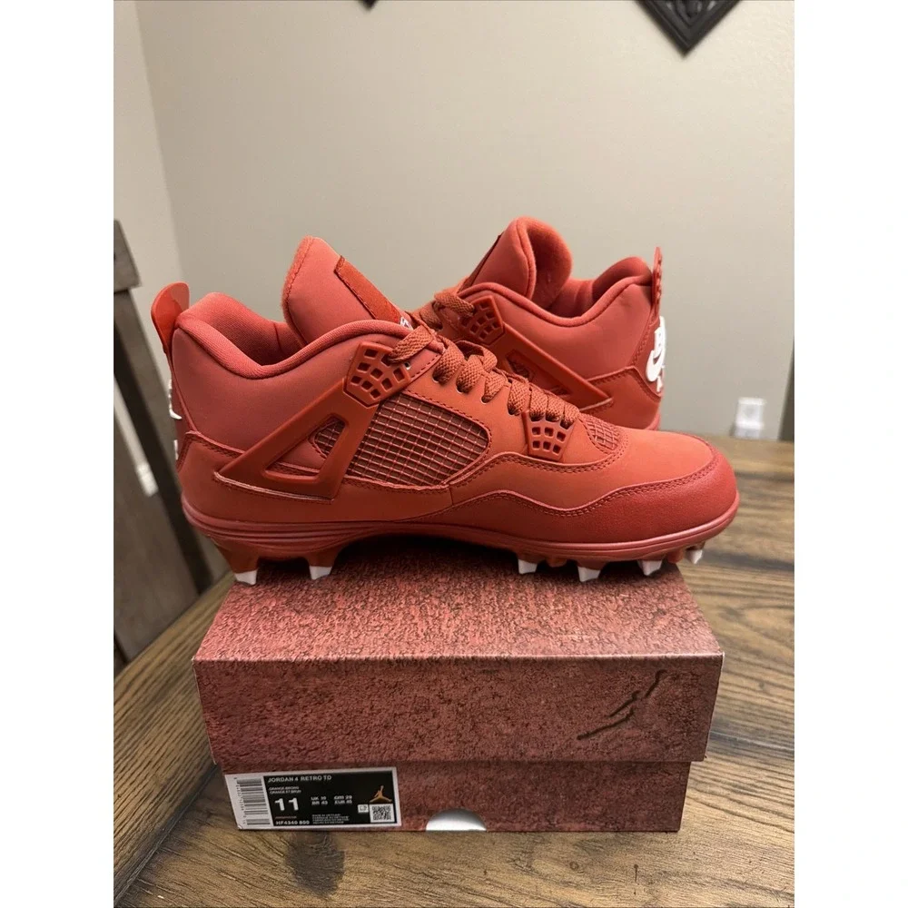 Custom Air Jordan 4 Brick by Brick Football Cleats  Mens Size 11